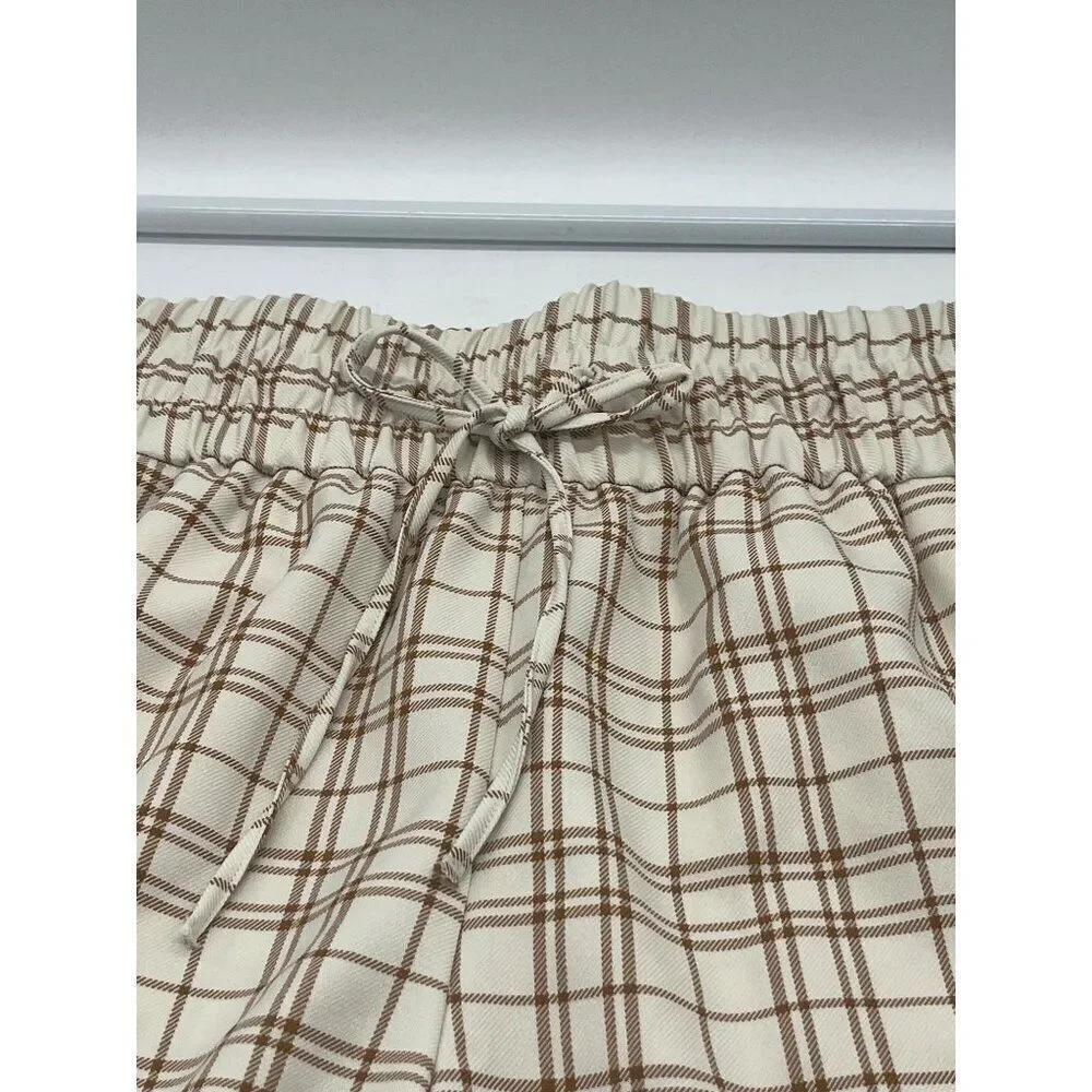 Melrose and Market Women’s High-waist, Twill Shorts, Ivory-Tan Jenn Plaid, S - Picture 4 of 6
